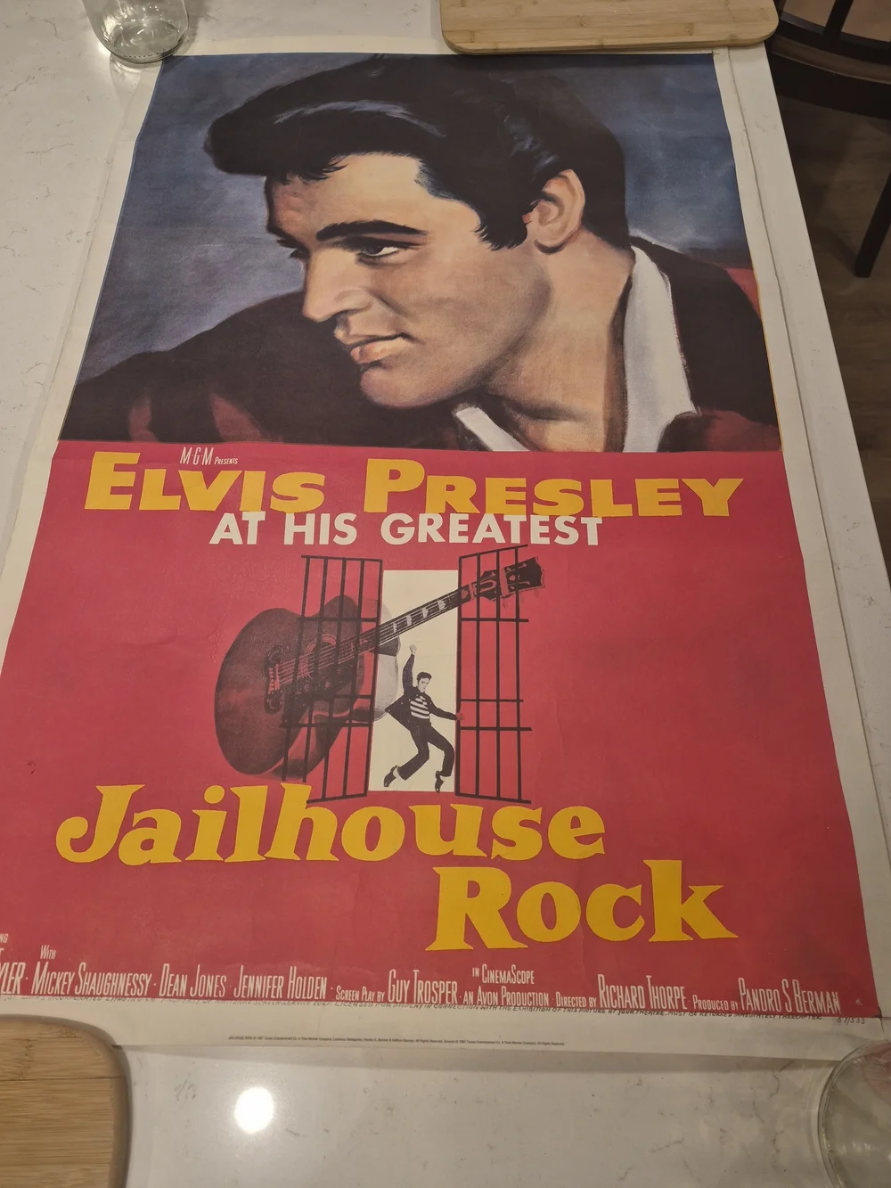 Elvis Presley 1957 Original Jailhouse Rock Movie Poster - Red & Blue